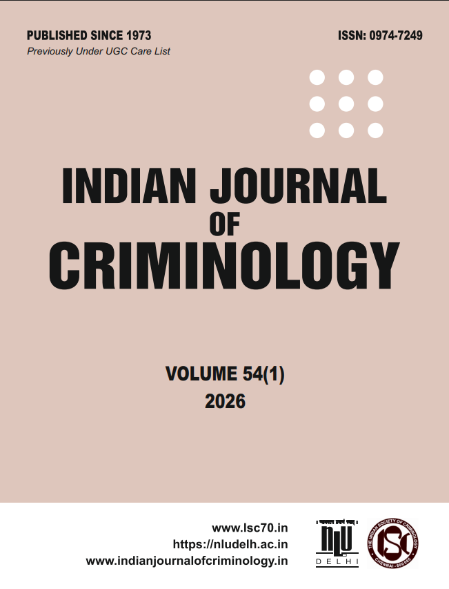 Cover of Indian Journal of Criminology, Volume 54, issue 1, 2026